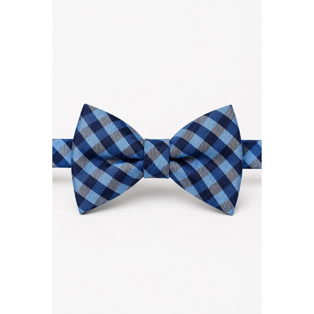 Izod Blue Plaid Adjustable Bow Tie Formal 2.5" Wide
